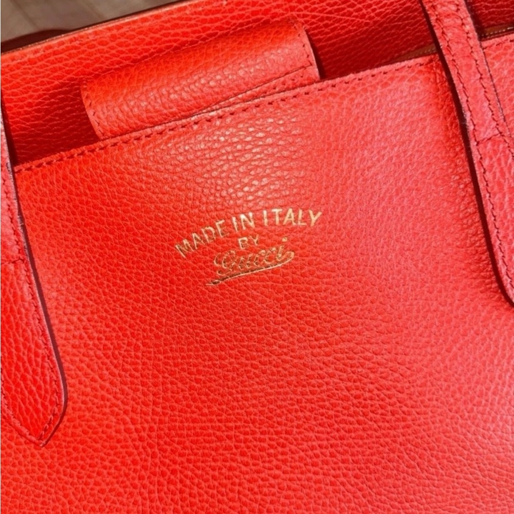 Gucci Red Leather Swing Tote Authentic
